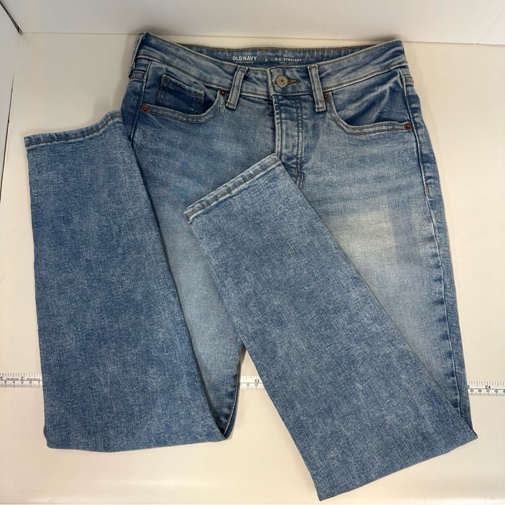 OLD NAVY Stonewash Jeans Sz 2 Extra Stretch High Rise O.G. Straight Butt… - Picture 4 of 16